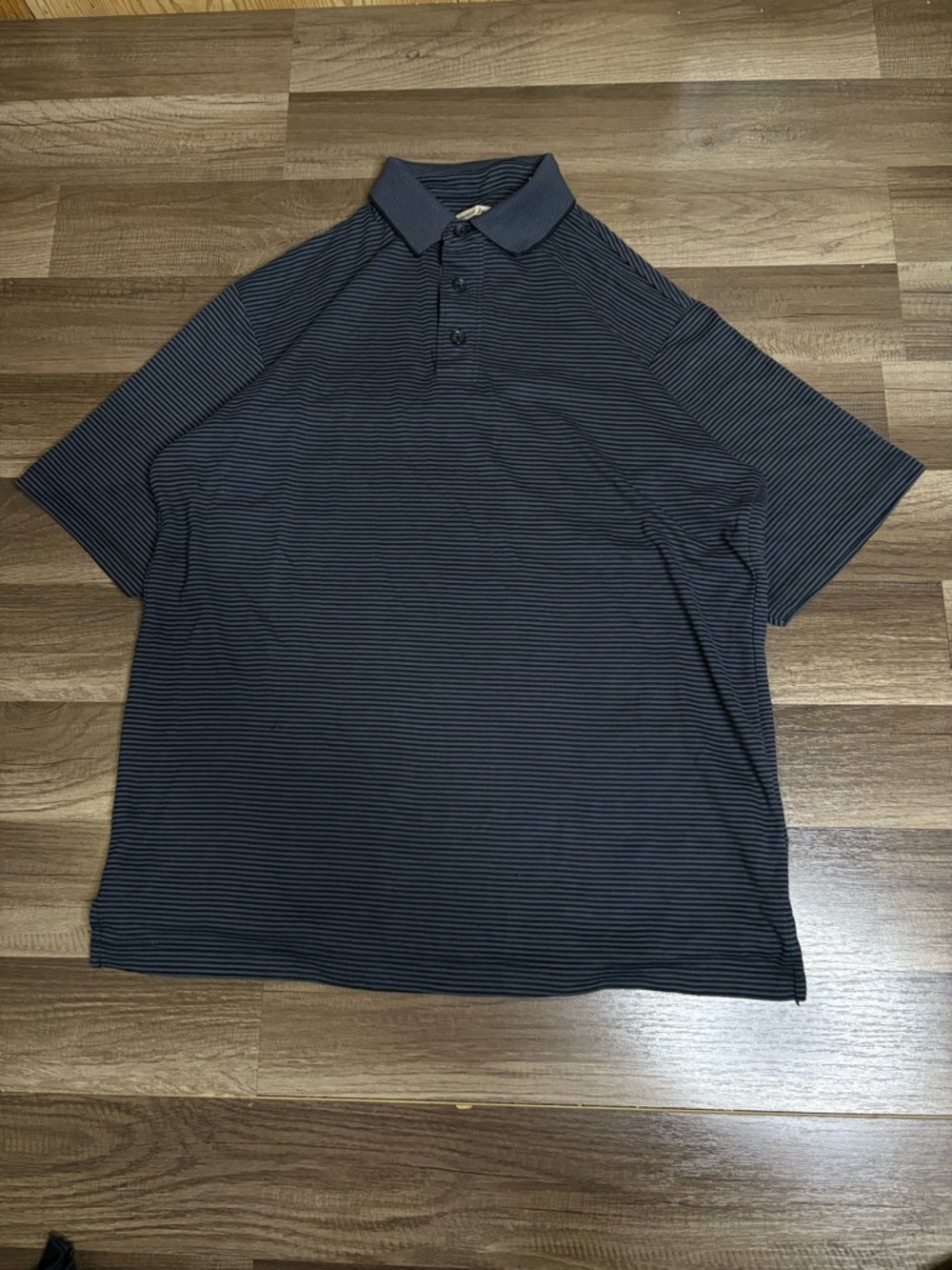 Jamaica Jaxx Men's Black Striped Polo Shirt M Short Sleeve Modal Polyester Knit